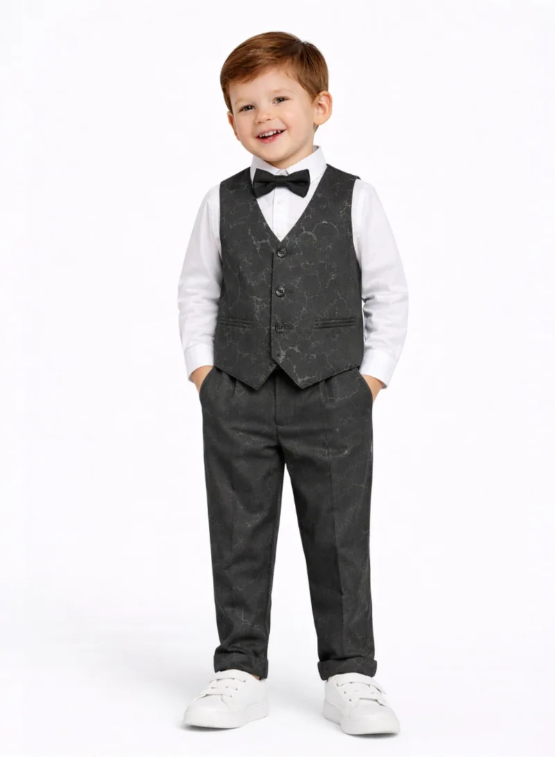 Victor And Jane  Dark Grey Waistcoat, Shirt, Trousers & Bow Tie Set (3 Years–8 Years) for Men | Best Price UAE